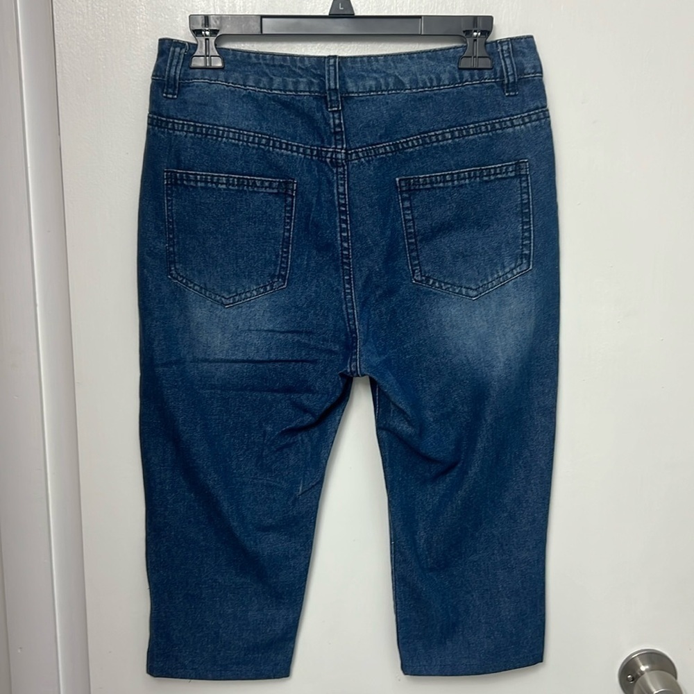 Painted capri jean’s, 4 pockets, button fly, Size S, painted on front only - Picture 2 of 10